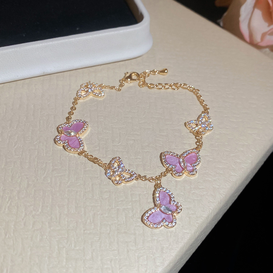 Super Shiny Zircon Butterfly Bracelet, Sweet Korean Ins Style, Light Luxury High-End Accessory, Versatile and Flattering Jewelry - view 9