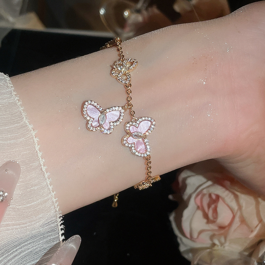 Super Shiny Zircon Butterfly Bracelet, Sweet Korean Ins Style, Light Luxury High-End Accessory, Versatile and Flattering Jewelry - view 5