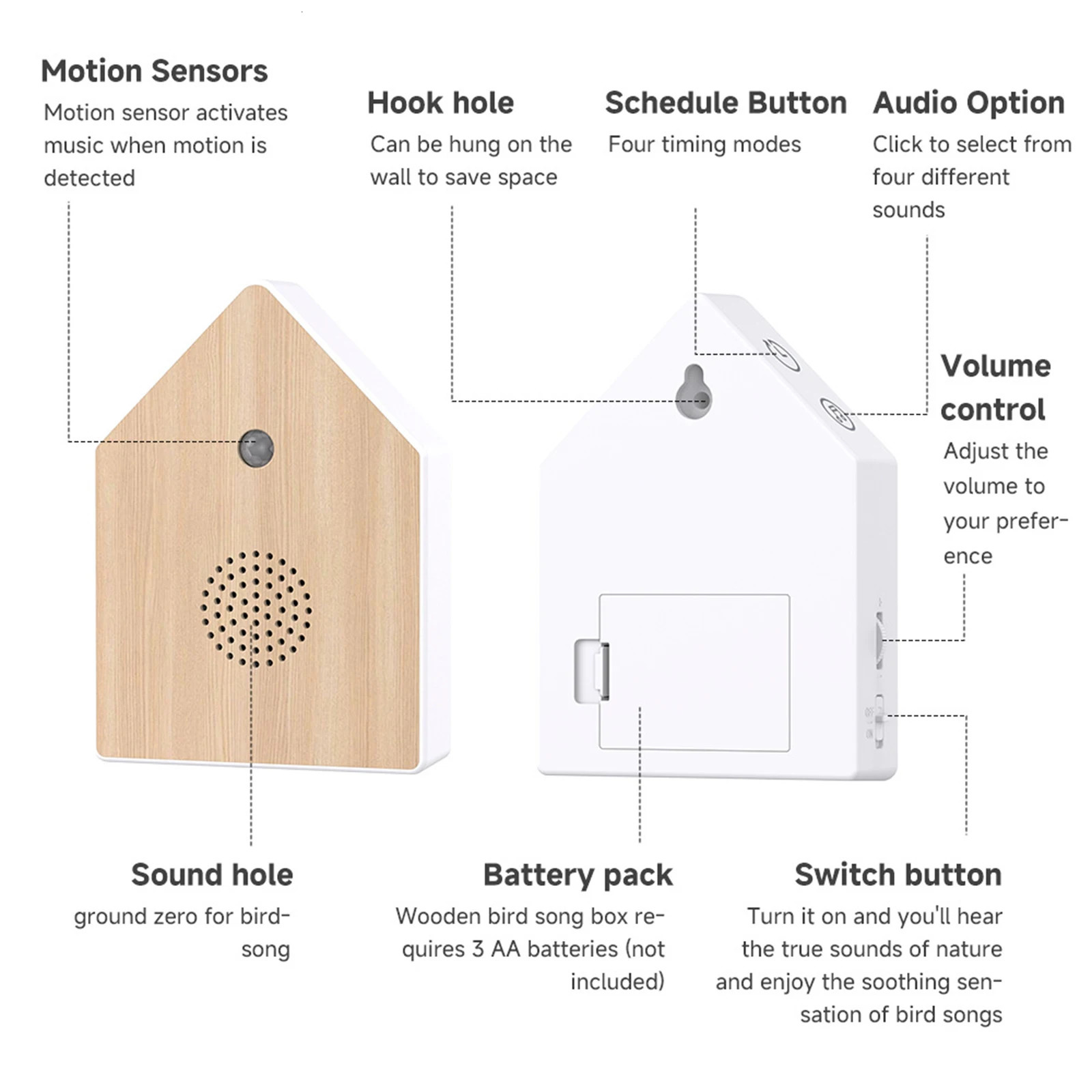 Bird Sound Music Box Lightweight istic Bird Chirping Sound Box Indoor Ambient Noise for Home Bedroom Garden Motion Sensor 260604 - view 6