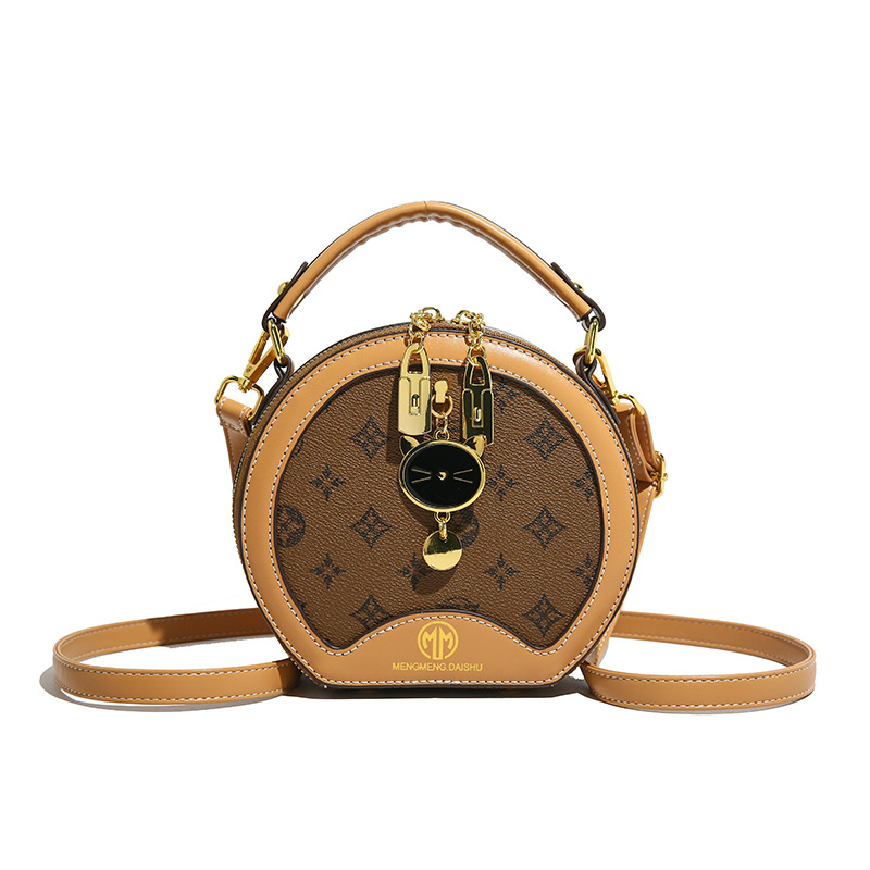 Free Shipping High end women's bag 2026 new print design elegant round bag fashionable classic versatile commuter shoulder bag crossbody bag