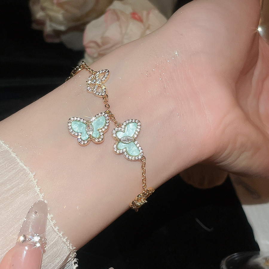 Super Shiny Zircon Butterfly Bracelet, Sweet Korean Ins Style, Light Luxury High-End Accessory, Versatile and Flattering Jewelry - view 7