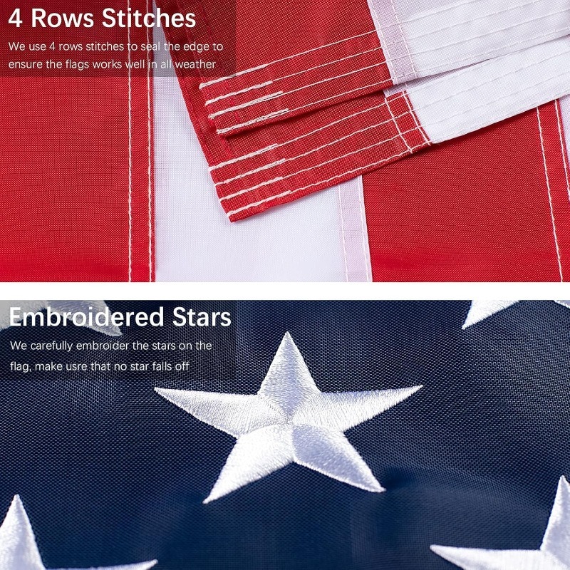20-pc American Flag for Outside 2X3 FT, Deluxe Heavy Duty, All Weather High Wind USA US Flag with Embroidered Stars, Sewn Stripes, Brass Grommets