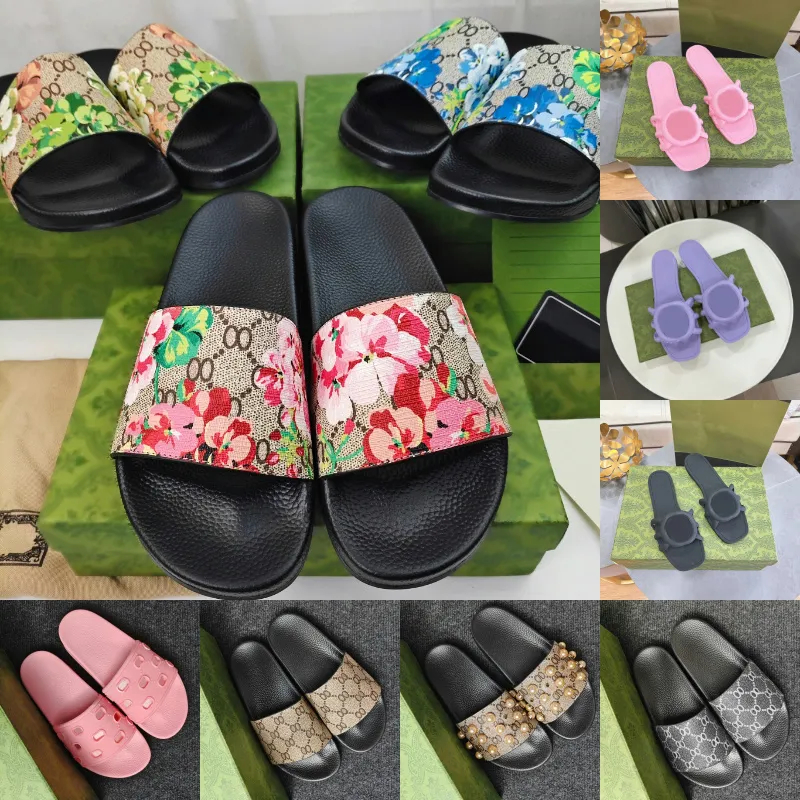 designer slides women luxury sandal sandals designer women luxury Designer Mens Womens Slides Floral Flat sole Luxury Sliders Summer Beach shoes Rubber Slippers 47
