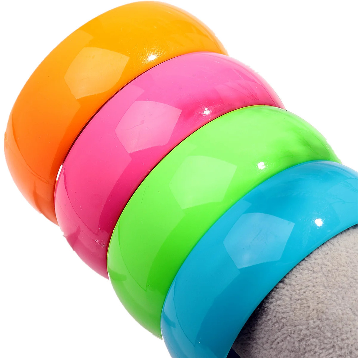 Fluorescent Color Round Acrylic Chunky Bangle for Women Exaggerated Resin Wide Stackable Bracelets Couple Jewelry Gifts260528BJ - view 7