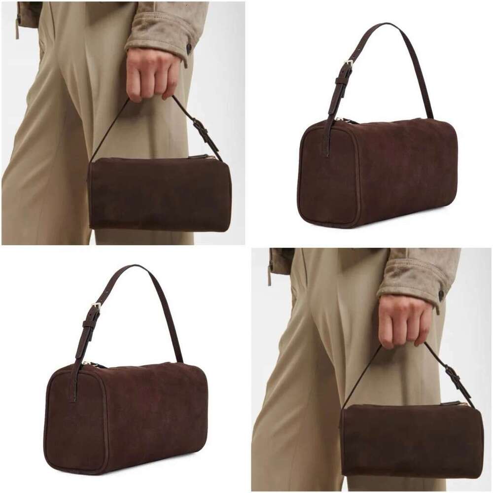 Women Pen Holder Genuine Leather Mini Cylinder Bag Crossbody Handheld Underarm French Style For Commuting SENYY