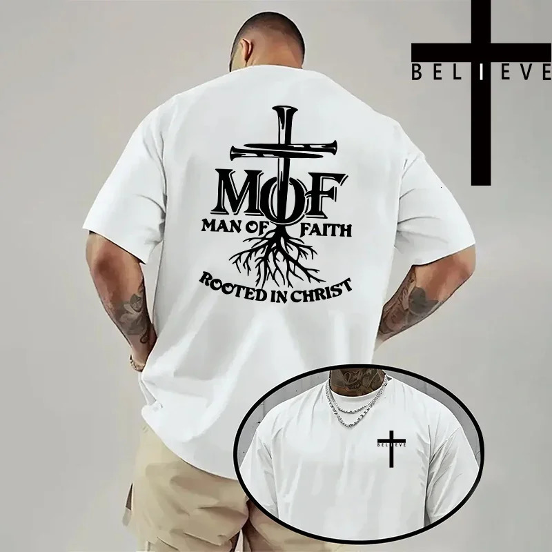 Spring Summer Daily Casual Fashion Jesus Cross Tees Christ Print T-shirt Men High Quality Pure Color Short Sleeve Top 260603 - view 5