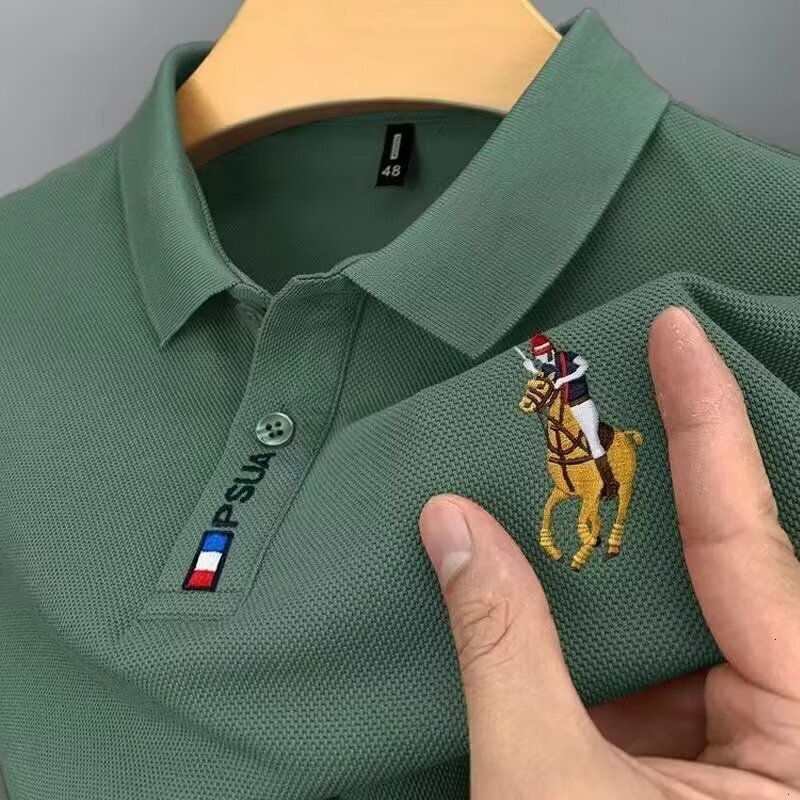 Mens Polos Mens Tees Polos Summer Embroidery Short Sleeve Youth And Middle-Aged Large Size Casual Turn-Down Collar Polo Home Casual Mens Clothing