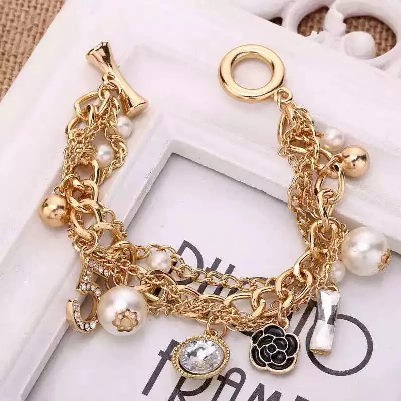 Jewelry Bracelets Number Layered Gold Camellia Bracelet Stainless Steel Non Fading Lightweight Elegant Anniversary Birthday Party Gift Jewelry For Wom - view 6