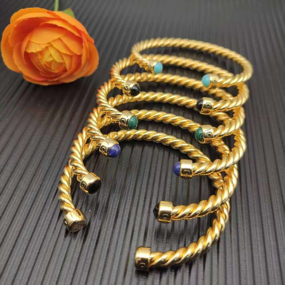 High Quality DY Colored Diamond Twist Wire Bangle Fashion Designer Cuff Bracelet Luxury Unisex Bracelets Wholesale Jewelry for Women and Men