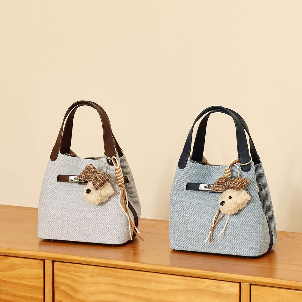 Women Denim Handbag Bucket Bag Casual Shoulder Crossbody Tote For Commuting Niche Design Soft Durable SENYY
