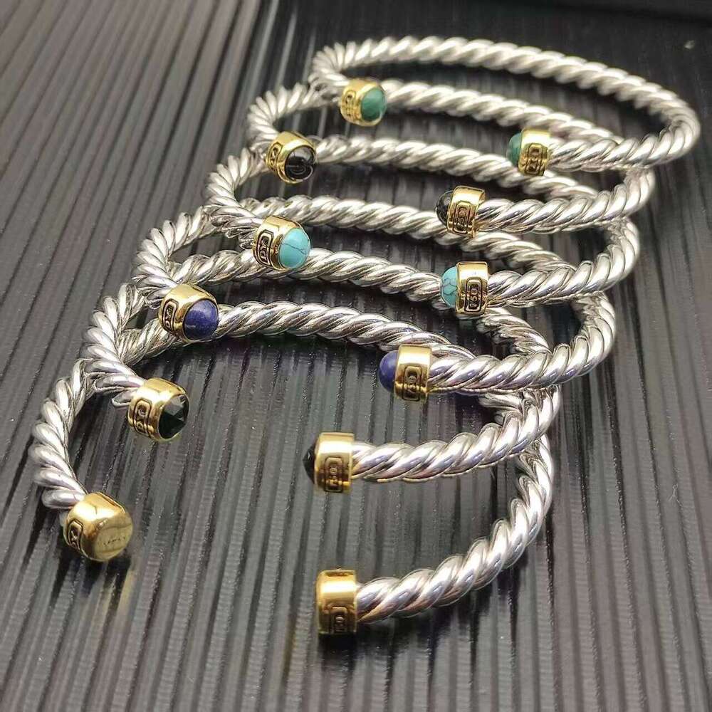 High Quality DY Colored Diamond Twist Wire Bangle Fashion Designer Cuff Bracelet Luxury Unisex Bracelets Wholesale Jewelry for Women and Men