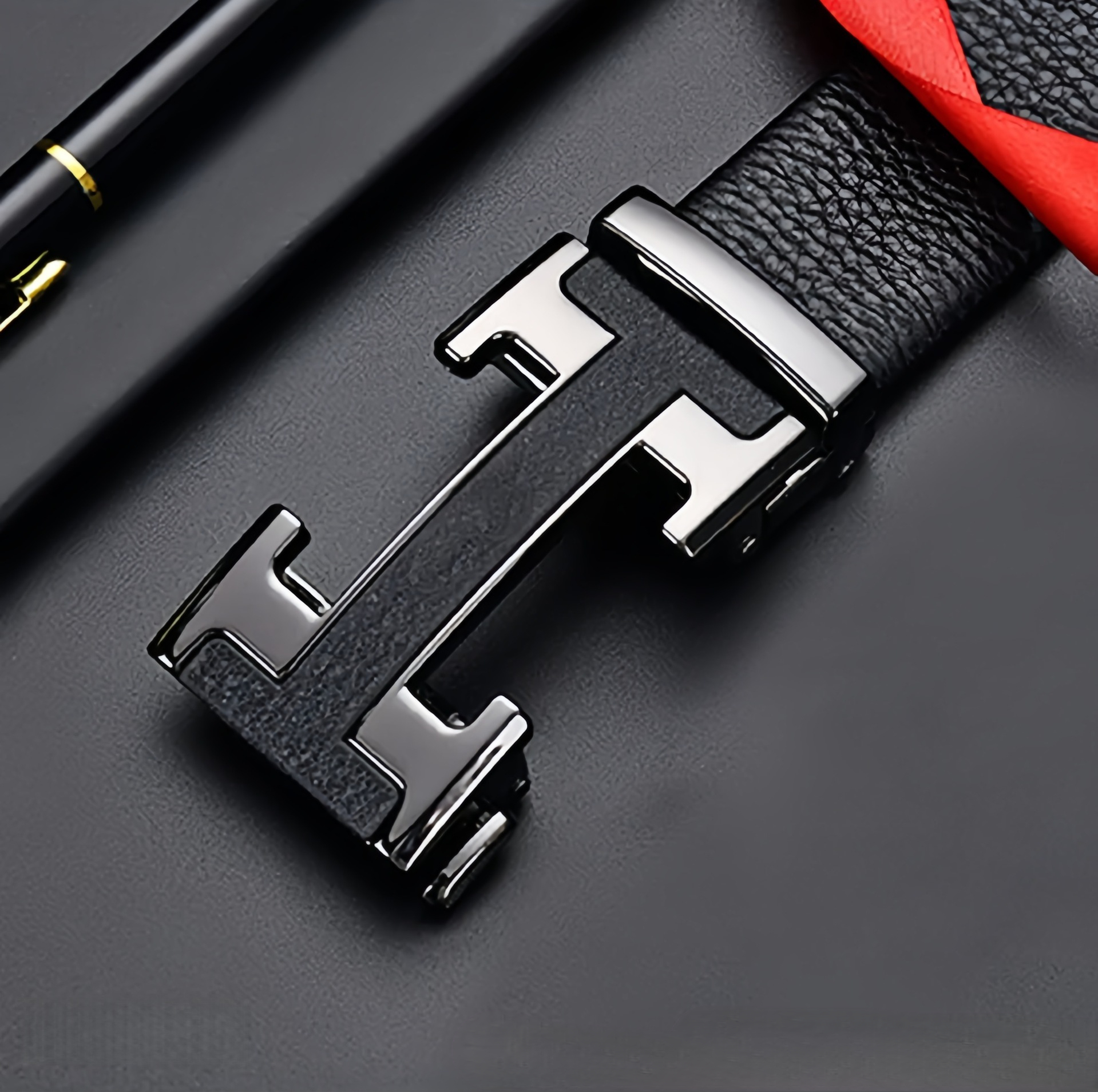 Top Layer Cowhide H Genuine Leather Automatic Buckle Men's Youth Simple Trendy Belt - view 4