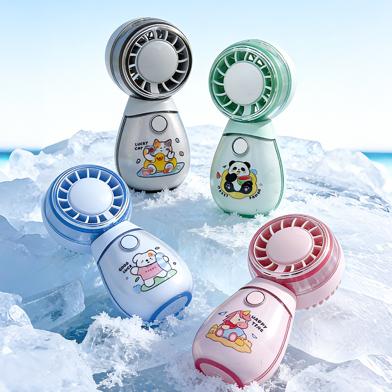 New Cartoon Transparent Mini Fan USB Rechargeable Portable Hand Fan For Kids Students