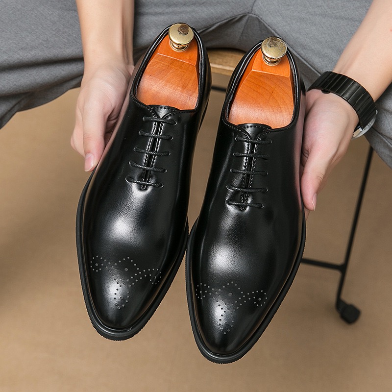 Men's Black Formal Shoes Round Toe Business Loafers Sizes 38-46