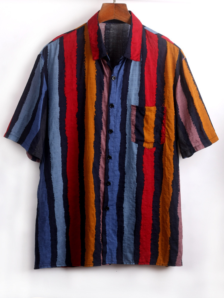 Pocket Hem Short Summer Blouse Shirts For Men Loose Shirts Lump Sleeve Multi Round MenS Blouse Hawaiian Summer Clothes 240808