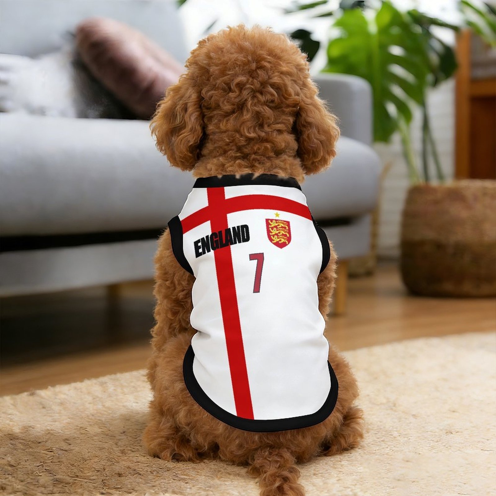 Dog Shirt England Bukayo Saka NO.7 2026 World Cup English Soccer Jersey Pet Costume Dogs Cats Vest Jerseys for Small Medium Large Pets Football Shirts