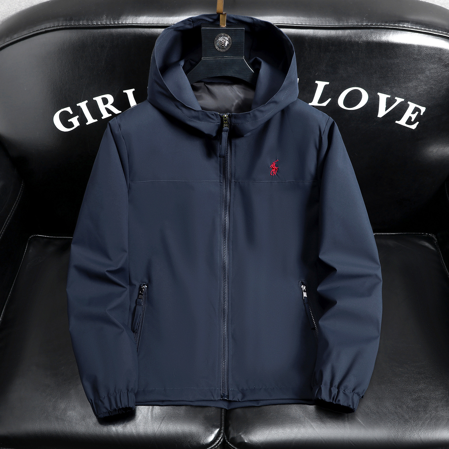 Light luxury new thin windproof retro designer jacket for men versatile and trendy classic print hooded jacket free shipping