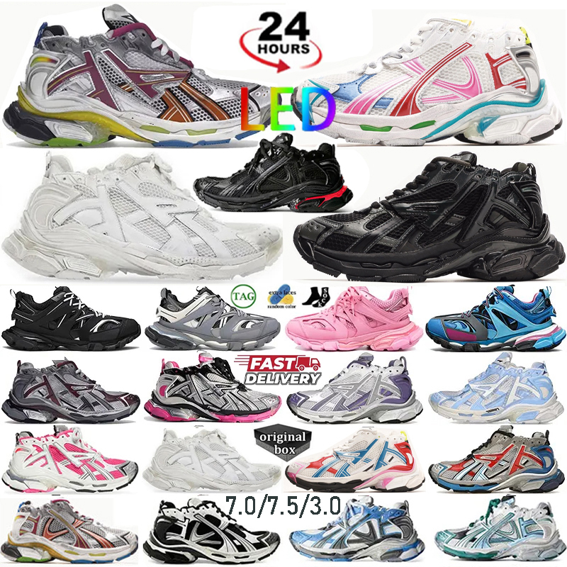 Designer Casual Shoes Runner 7.0 7.5 Track 3.0 Led Sneakers Men Women Track Runners Paris All Black White Multicolor Tracks Trainers Gomma Leather Nylon Printed Sneaker