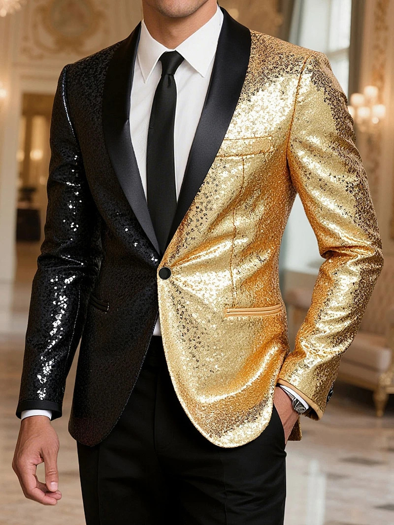 2026 Mens Suit Jacket Shiny Sequin Stage Performance Coat White Silver Blue Red Purple Blazers Vneck Single Button SXXL 260605 - view 3