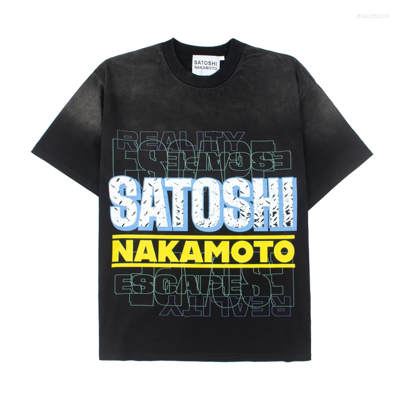 Men's T Shirts Europe America Trend Street Brand Colorful Letter Prints Washed Short-sleeved Men Women Loose Top Tee - view 3