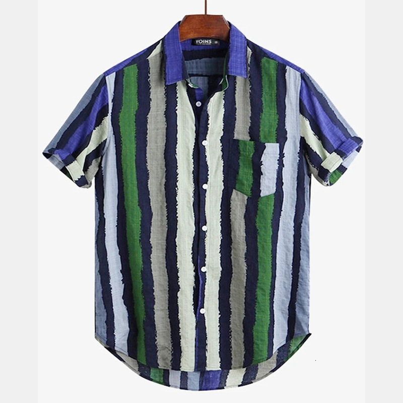 Pocket Hem Short Summer Blouse Shirts For Men Loose Shirts Lump Sleeve Multi Round MenS Blouse Hawaiian Summer Clothes 240808