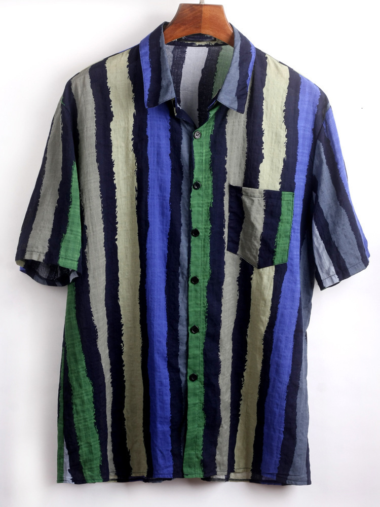 Pocket Hem Short Summer Blouse Shirts For Men Loose Shirts Lump Sleeve Multi Round MenS Blouse Hawaiian Summer Clothes 240808