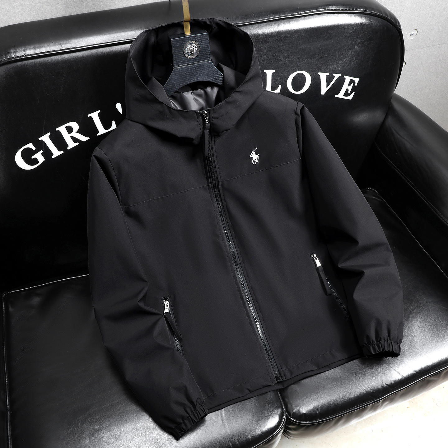 Light luxury new thin windproof retro designer jacket for men versatile and trendy classic print hooded jacket free shipping