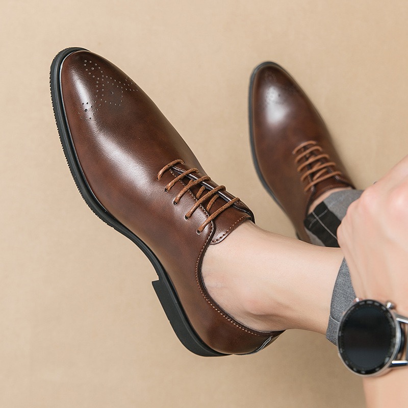 Men's Black Formal Shoes Round Toe Business Loafers Sizes 38-46