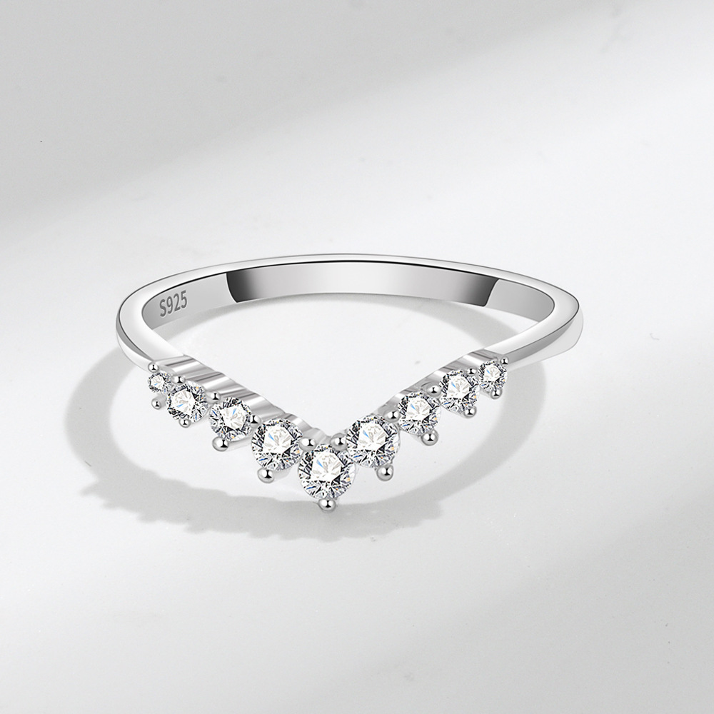 925 Sterling Silver Simplicity Classic V-Shaped Water Droplet Ring For Women Engagement Wedding High Quality Fine Jewelry 250515