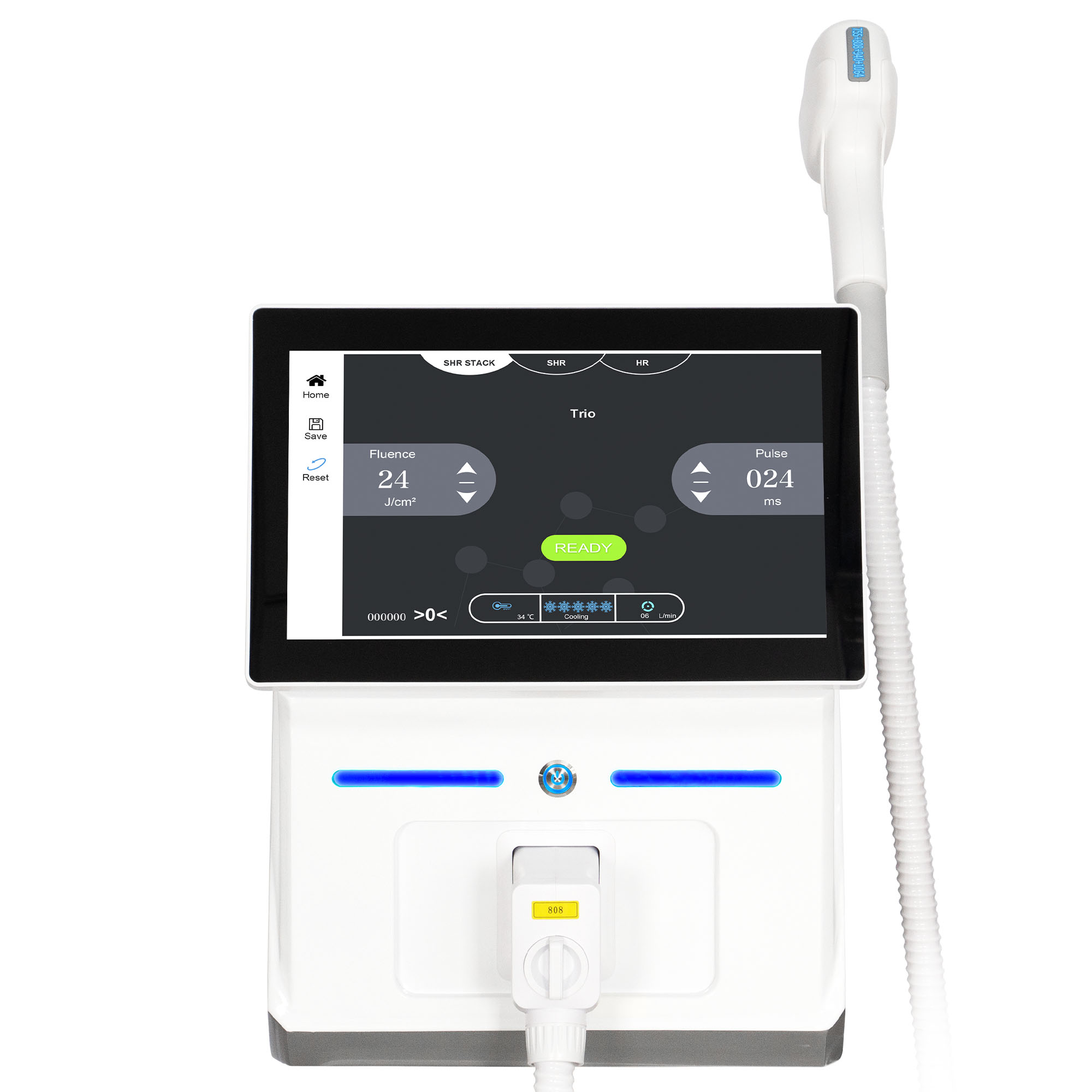 10BARS 4 Wavelengths 808NM 755NM 940NM 1064NM Diode Laser Hair Removal Machine with FAC Collimation 60Million Shots Sapphire Cooling for Home Salon Us