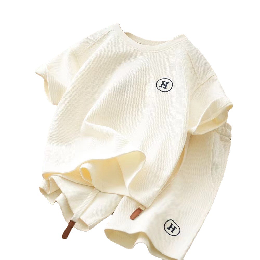 Free shipping 2026 luxury Boys and Girls Summer Wear Headset Casual Set 2026 Loose Thin Two Piece Set hot