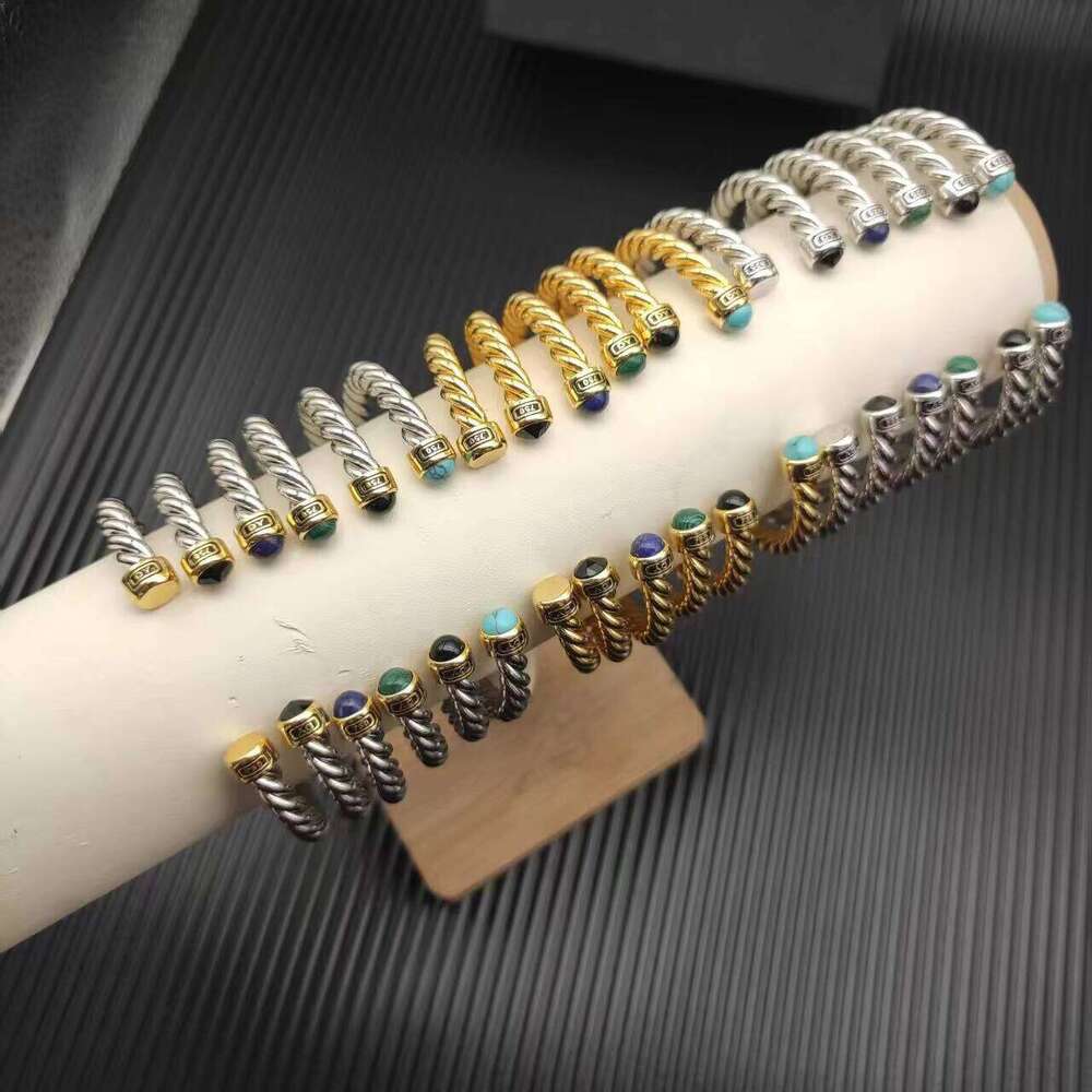 High Quality DY Colored Diamond Twist Wire Bangle Fashion Designer Cuff Bracelet Luxury Unisex Bracelets Wholesale Jewelry for Women and Men