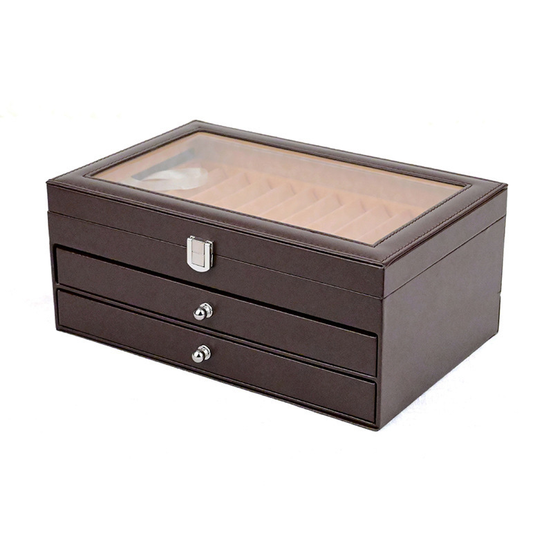 Pencil Cases 36 Slots Pen Display Box Leather Flannel Pen Organizer Box Glass Window Pen Display Case Storage Box Pen Collection Display 230620