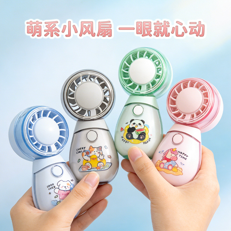 Cartoon Transparent Mini Hand Fan USB Recharge Three Speed Portable Kid Gift Fan