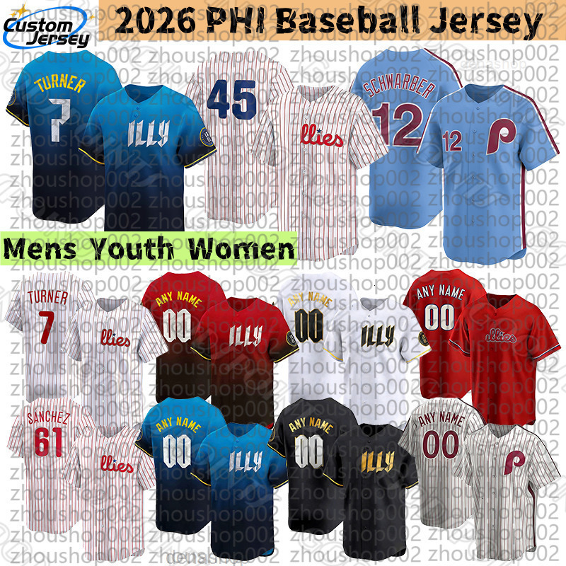 Philadephia Phillies Jersey Kyle Schwarber Trea Turner Zack Wheeler Cristopher Sanchez Bryce Harper Jhoan Duran Aaron Nola Jesus Luzardo Schmidt Baseb