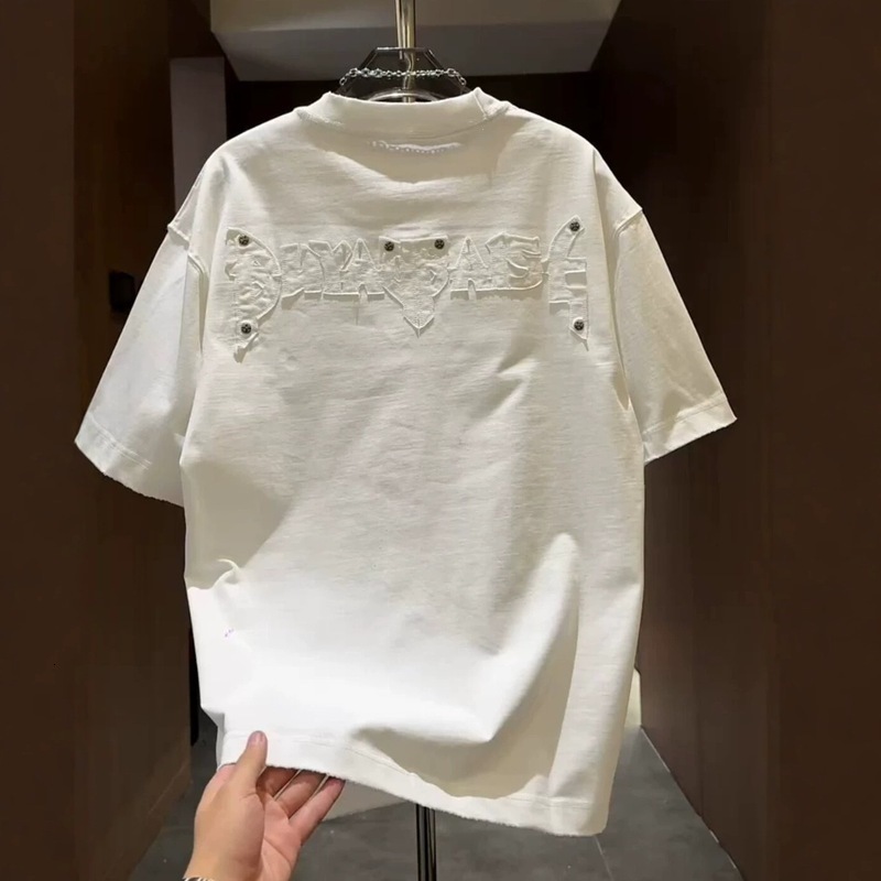Designer T-shirt Summer Short-sleeved Clothing Summer Washed Distressed Patch Shirt Vintage Streetwear Hip Hop Outdoor Tee - view 3