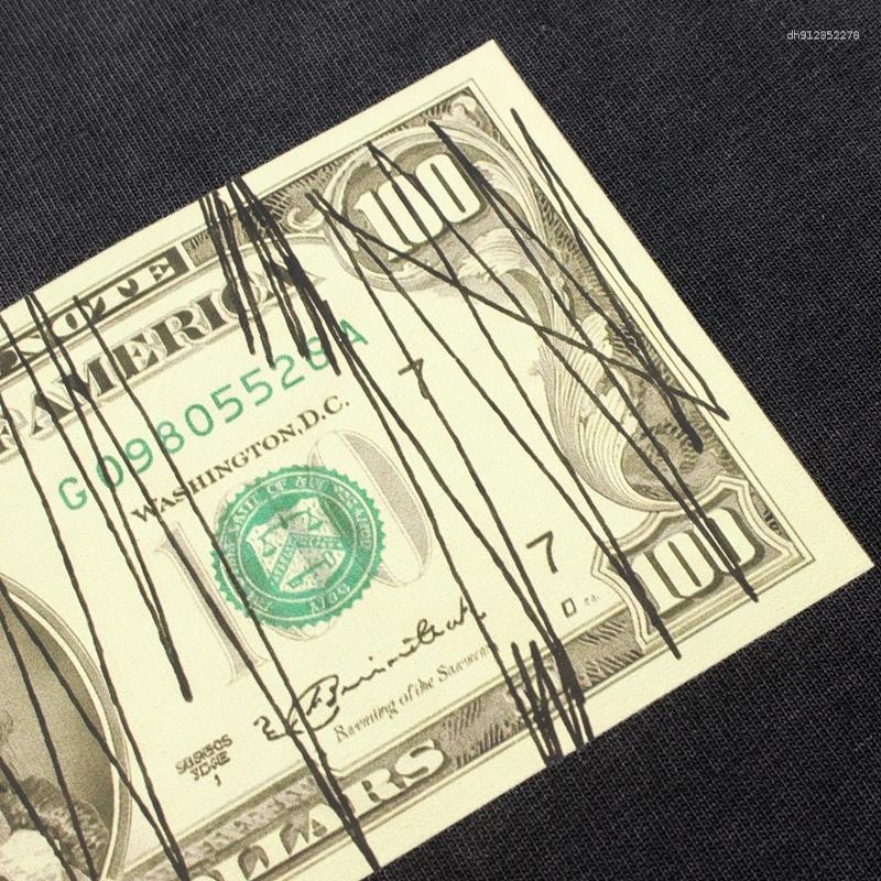 Men's T Shirts Washed Black Summer Satoshi T-shirt Dollar Print Letter Men Women Short Sleeve Top Cotton Tees - view 7