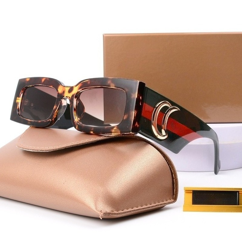 Women Men Luxury Square Sunglasses Classic Designer Shades UV400 Protection Vintage Metal Sunglasses Fashion Eyewear with Original Box