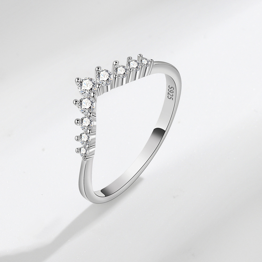 925 Sterling Silver Simplicity Classic V-Shaped Water Droplet Ring For Women Engagement Wedding High Quality Fine Jewelry 250515