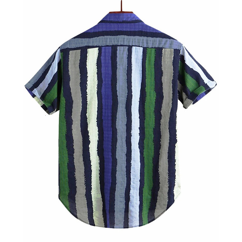 Pocket Hem Short Summer Blouse Shirts For Men Loose Shirts Lump Sleeve Multi Round MenS Blouse Hawaiian Summer Clothes 240808
