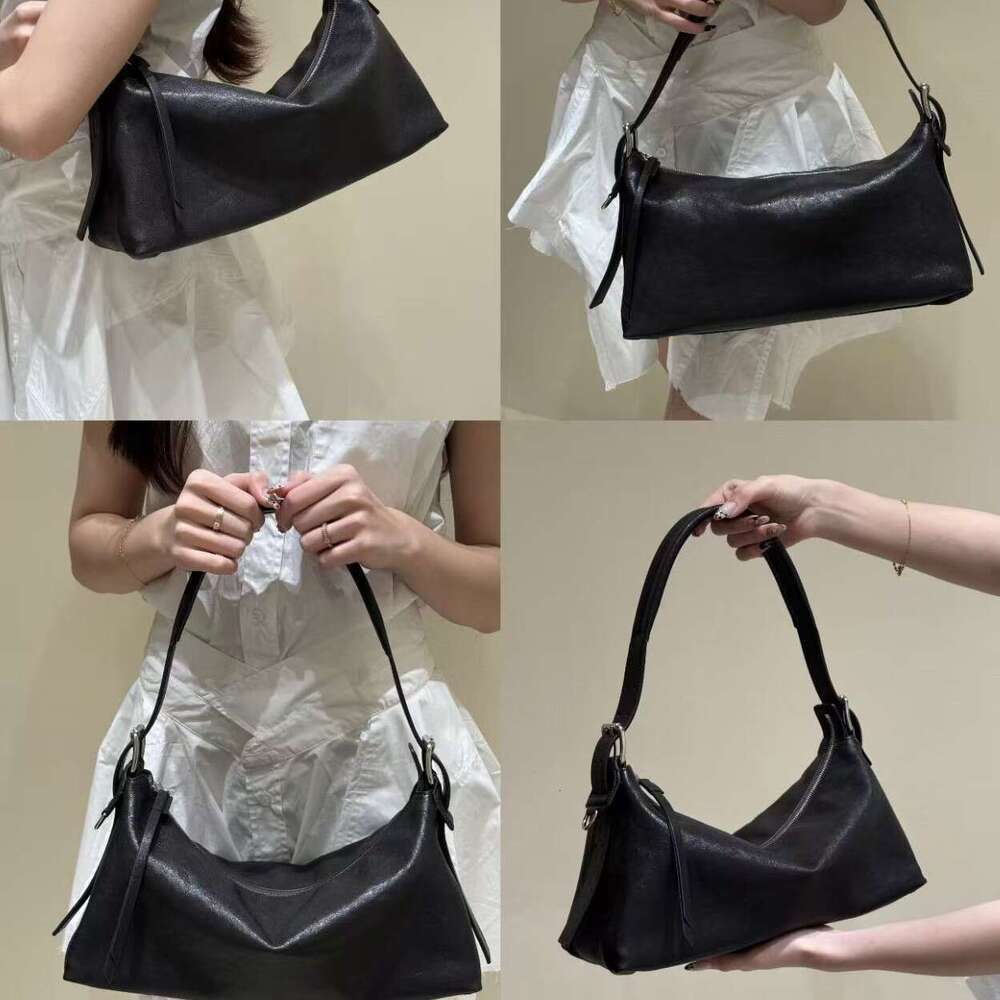 Women Vegetable Tanned Soft Top Layer Cowhide Leather Baguette Hobo Handbag Crossbody Underarm For Commuting SENYY