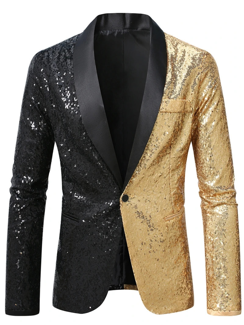 2026 Mens Suit Jacket Shiny Sequin Stage Performance Coat White Silver Blue Red Purple Blazers Vneck Single Button SXXL 260605 - view 4