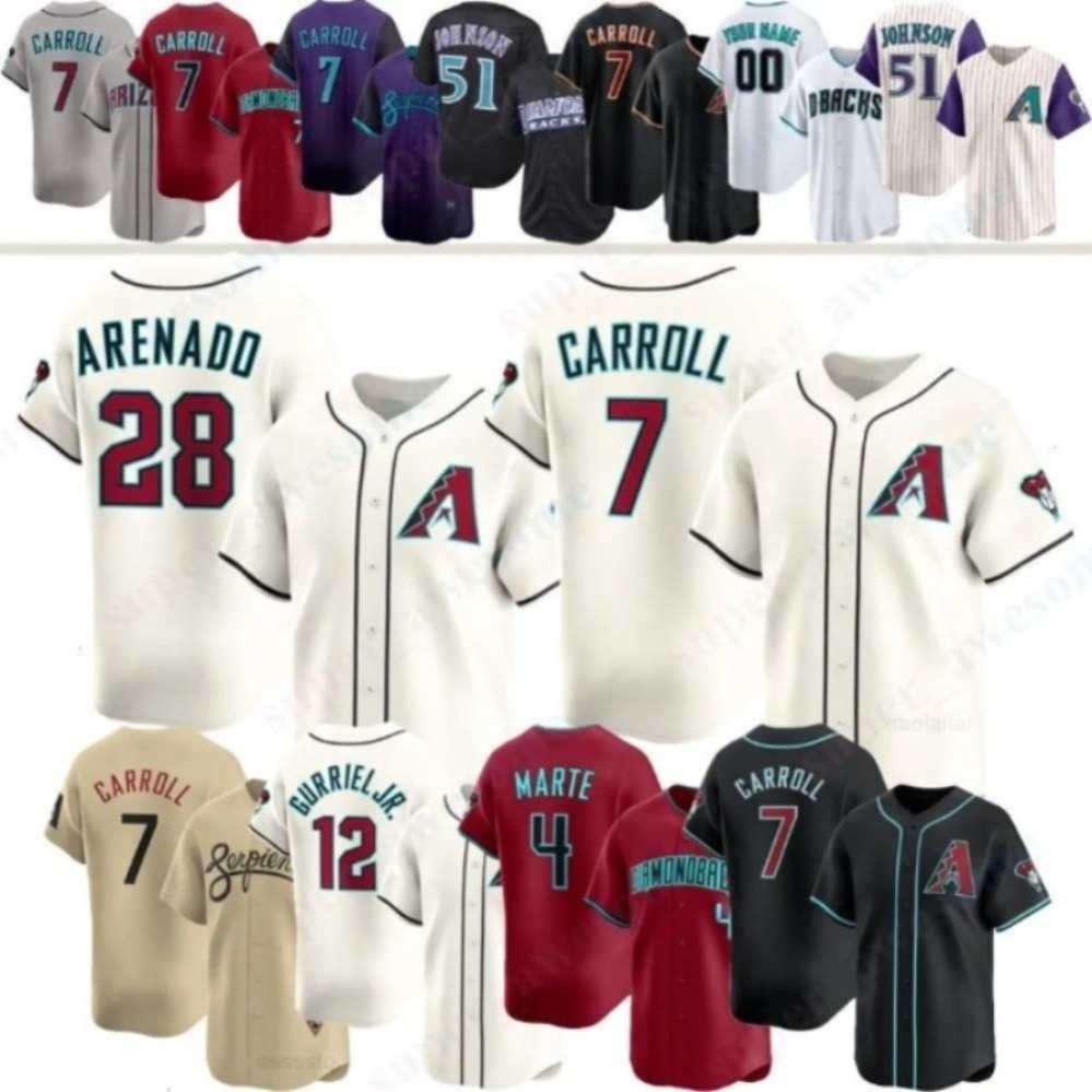 Diamondbacks Baseball Jersey Corbin Carroll Nolan Arenado Ketel Marte Lourdes Gurriel Jr Zac Gallen Geraldo Perdomo Gabriel Moreno Corbin Randy Johnso