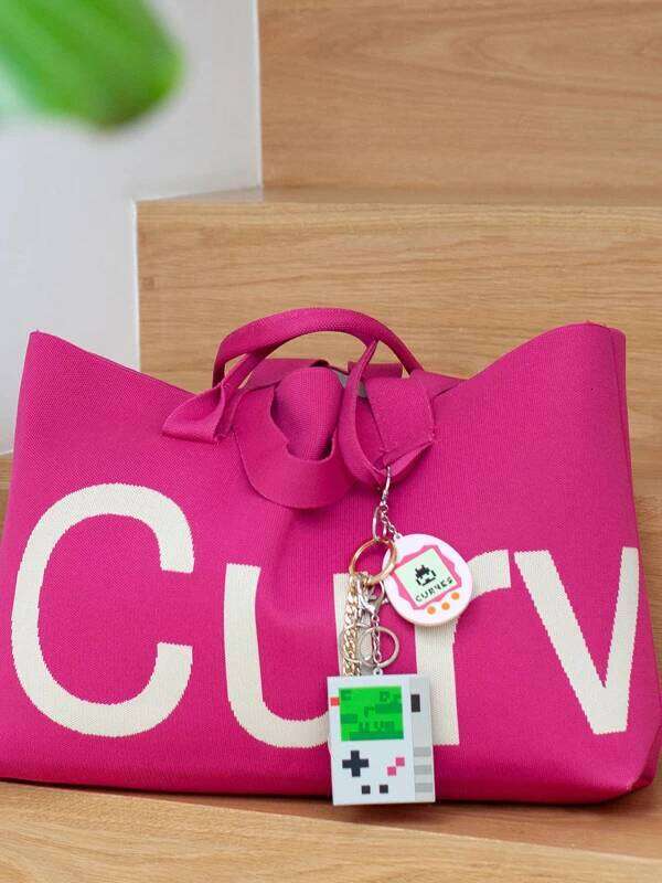 Single Shoulder Knitted for Vacation Beach Letter Printed Large Capacity Travel Storage Gym Yoga Bag - view 3