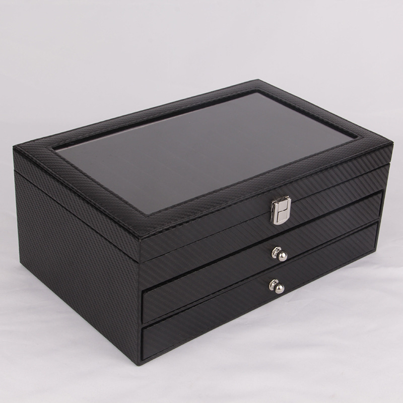 Pencil Cases 36 Slots Pen Display Box Leather Flannel Pen Organizer Box Glass Window Pen Display Case Storage Box Pen Collection Display 230620