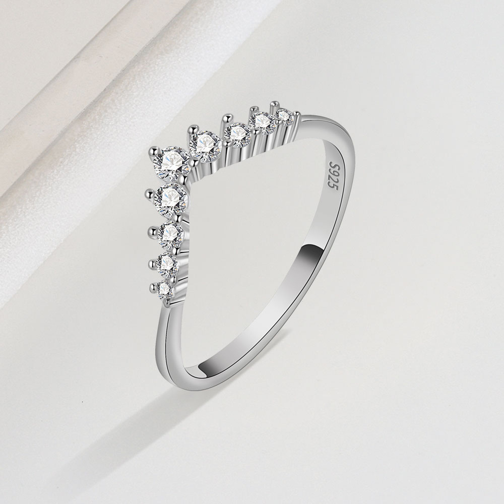 925 Sterling Silver Simplicity Classic V-Shaped Water Droplet Ring For Women Engagement Wedding High Quality Fine Jewelry 250515