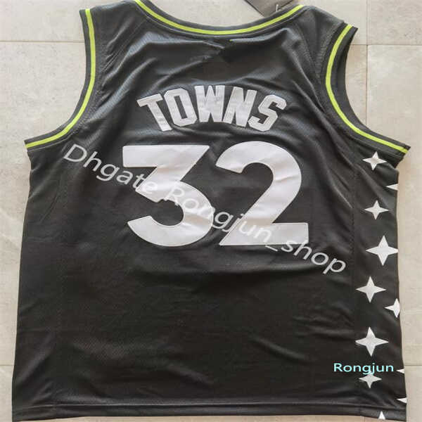 Top Quality Mens Retro Kevin 21 Garnett Jersey Black White Blue Karl-Anthony 32 Towns Anthony 1 Edwards Basketball Jerseys