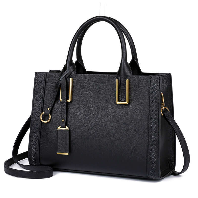 Women Genuine Leather Shoulder And Crossbody Handbag High End Trendy Large Capacity Black For Commuting SENYY