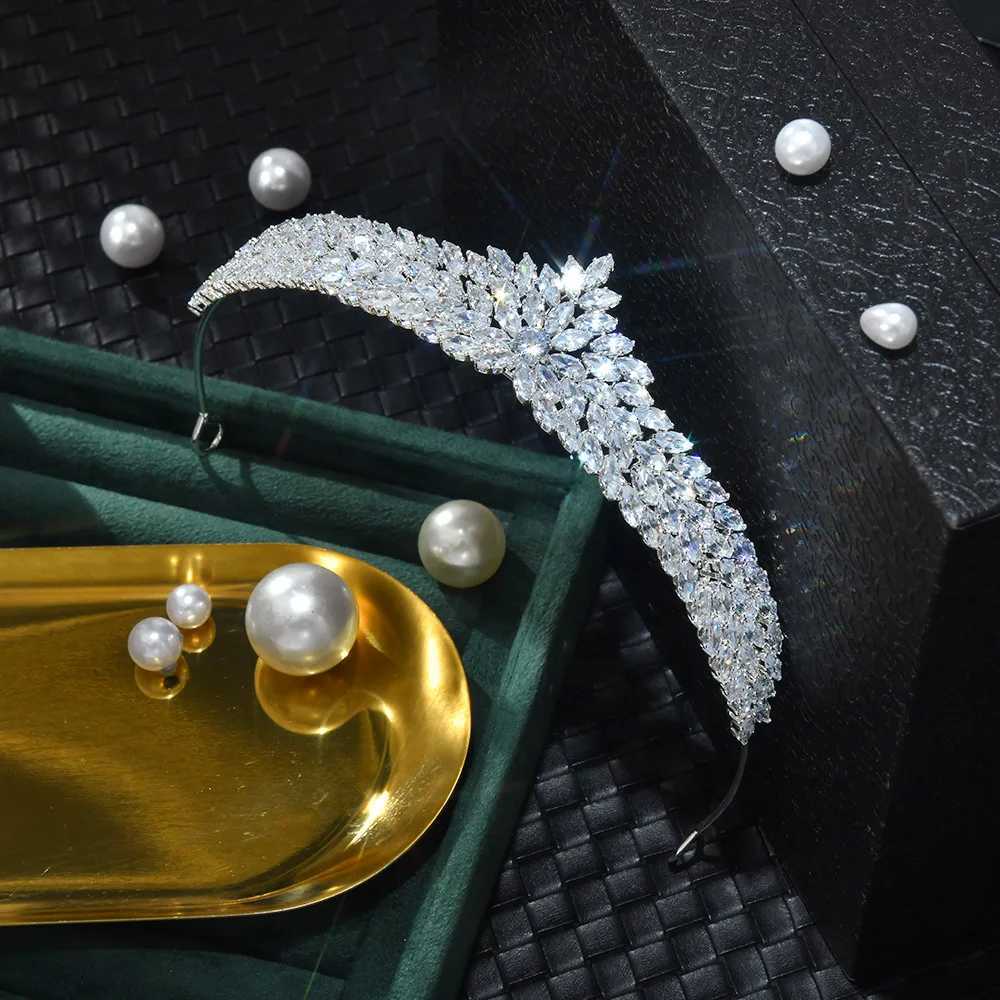 CZ Cubic Zirconia Tiaras and Crowns Headband For Brides Women Prom Pageant Headpiece Wedding Accessories Bridal Hair Jewelry C260606