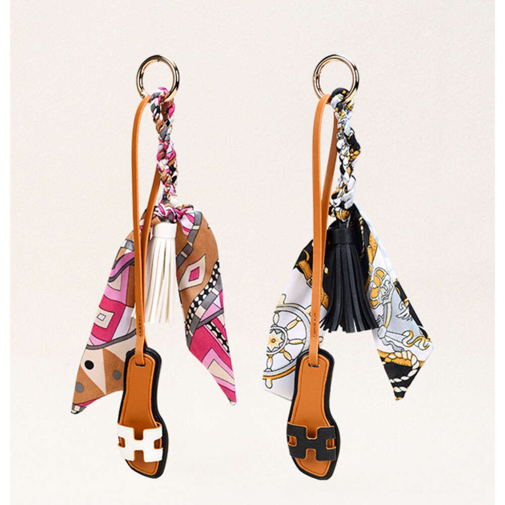 European and American New Style Tassel Leather Small Slippers Fashion Bag Korean Scarf Keychain Backpack Pendant